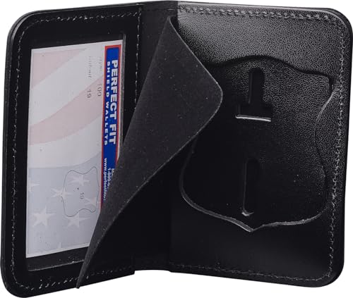 Perfect Fit Shield Wallets Boston Police Badge and ID Case Hidden Badge Wallet (Cutout PF-19) Black Leather2