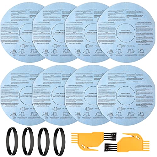 14 Pieces VF2002 Dry Vac Filters Set Including 8 Pieces of VF2002 Reusable Wet Dry Vac Filters 4 Pieces Bands 2 Pieces Cleaning Tool Brushes for Most 5 Gallon and Larger Wet Dry Vacuum Cleaners