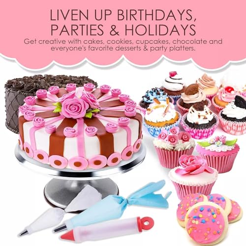 Kit de Confeitaria Profissional, 242 Peças, Acessórios para Decoração de Bolos