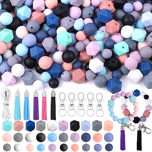 Vellibring 121 PCS Silicone Beads for Keychain Making...