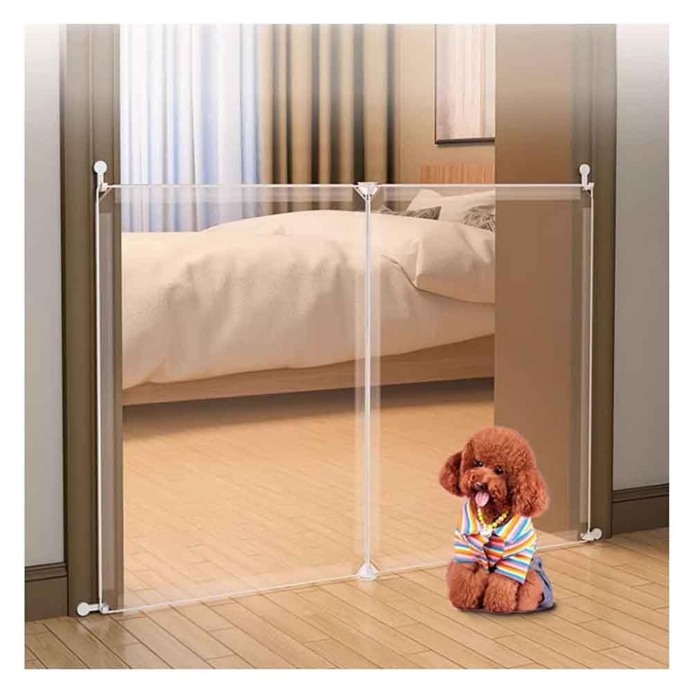 Etlegor Pet Safety Fence for Stairs, Frosted Baffle Resin Fence Barrier Dog Gate for Doorways, Hallways Cat Gate Indoor/Outdoor (Color : Clear, Size :