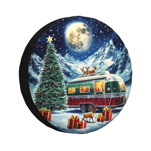 Image of Christmas Camper Spare Tire Cover Winter Weatherproof Universal Wheel Protectors Christmas New Year Wheel Covers for Rv Camper Travel Trailer SUV Truck 16 Inch Holiday Xmas Decor