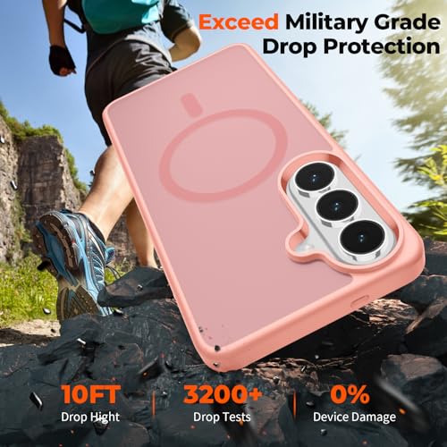 Image of SUPFINE Magnetic for Samsung Galaxy S26 Case with Screen Protector, (Built-in Magnets) (Military Grade Drop Protection) Slim Translucent Shockproof Phone Case,Light Pink