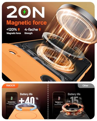 Image of Magnetic for iPhone Air Case,Shockproof Matte Cover,Orange | with Screen Protector,Compatible with MagSafe,Military Grade Drop Protection,Full Camera Protection,Non-Slip Design Case