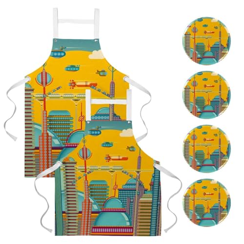 Tabliers de cuisine pour bistrot bar et travail de nettoyage lot de 2 pièces