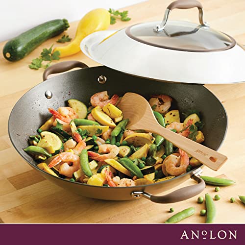 Anolon Advanced Home Hard Anodized Nonstick Wok/Stir Fry With Lid And Cooking Tool, 14 Inch, Bronze #TOP6