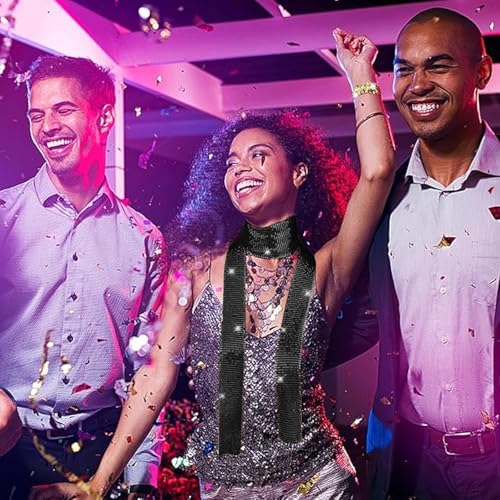 BXT Women Metal Sequins Neck Tie Scarf Glitter Sparkle Long Shawls Necker Chief for Party Evening Nightclub4