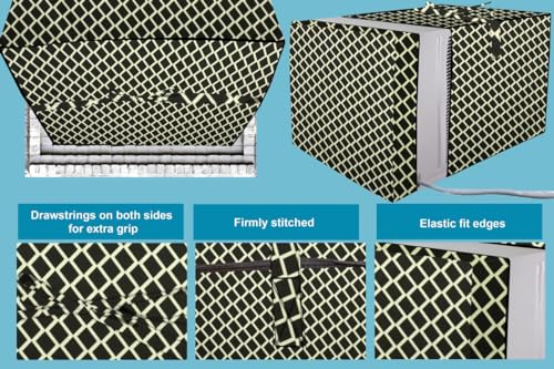 Image of Stylista Window ac Cover Suitable for O-General 1.1 Ton AMGB12FAWA, Check Coffee Color Elastic fit Cover for Front and Rear of Window Ac
