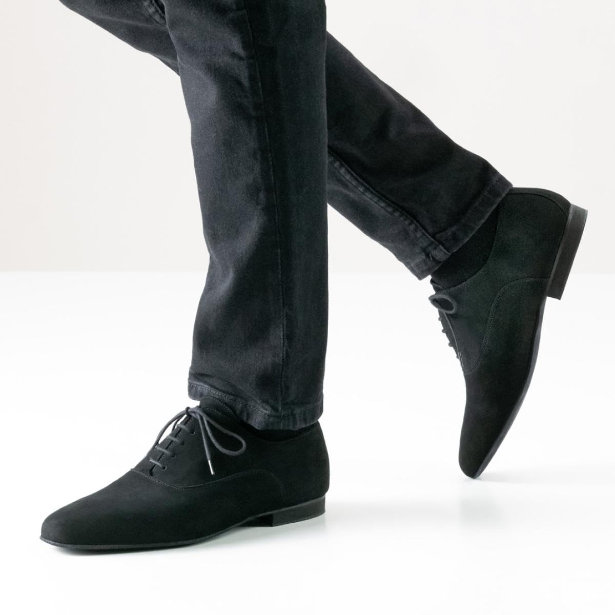 Werner Kern - męskie buty do tańca 28044 - skóra welurowa czarna - Super Flex Comfort, czarny - czarny - 44 EU