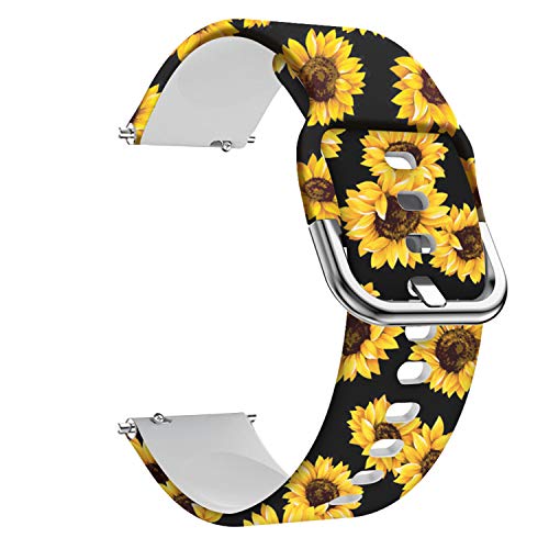 wonlex 22mm Watch Band Replacement, Compatible with Samsung Gear S3 Frontier, Classic, Sport, Soft Silicone Strap for Galaxy Watch 3 45mm, Samsung Galaxy Watch 46mm(Black Sunflower)