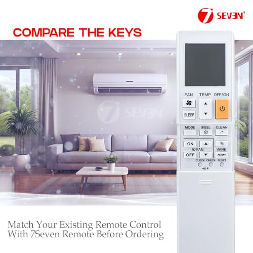 Image of 7SEVEN Compatible with Mitsubishi AC Remote Control ZH21AS SG20AS Model 244 Suitable for 1 1.5 2 Ton Split & Window Inverter Air Conditioner - Match Keys Exactly to Replicate Genuine Remote Function