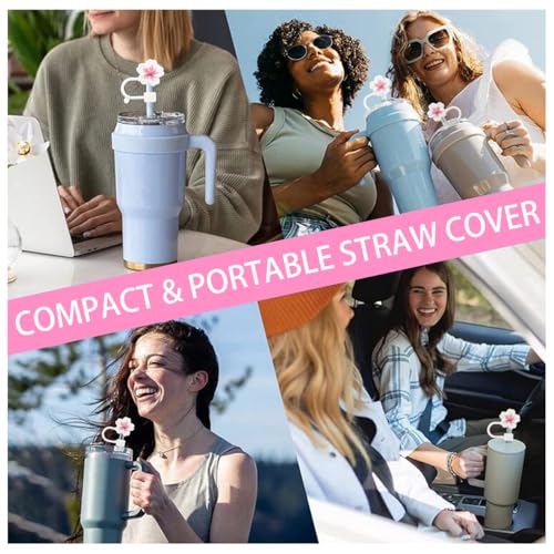 Image of Straw Cover Cap for Stanley Cup,Silicone Straw Topper 10 mm 0.4 in Reusable Straw Tips Lids,Straw Tip Covers for Stanley Cups Accessories