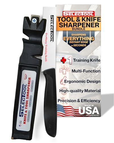 Selectool Tool and Knife Sharpener MultiTool Blade Sharpener for Kitchen Knives, Pocket Knife, Tools, Scissors, Axes & More, EDC Gadgets for Outdoor Hunting and Fishing, Effortless, Made in USA, 1 pc