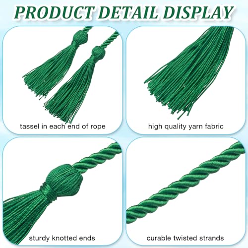Image of ONUPGO Green Graduation Cord, Graduation Honor Cords Rayon Braided Tassel Cord for 2026, 68 inch Polyester Yarn Long Robe Honor Rope for Graduation Students, Bachelor Gown