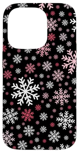 White Pink Snowflakes Pattern Winter Christmas Holidays Snow X}zP[X iPhone 14 Pro p