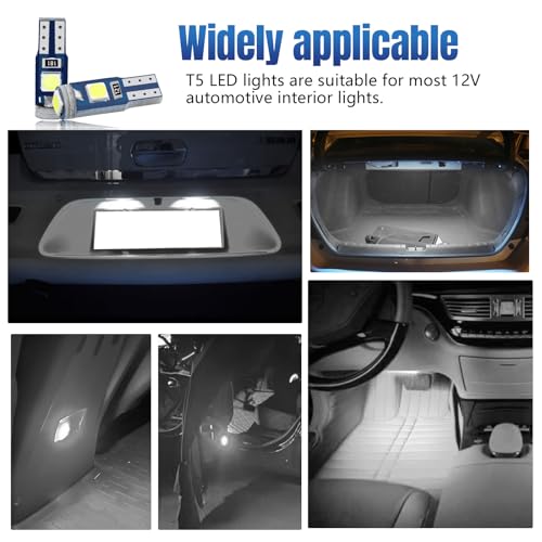 12 piezas de bombillas LED T5 para tablero de auto miniatura 6