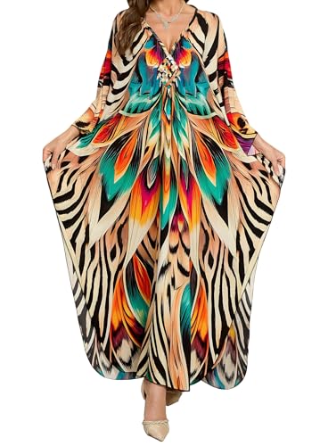 Women's Kaftan Dress 2025 V-Neck Beach Cover Up for Swimsuit, Lightweight Mumu Loungewear & Home Caftan Dress