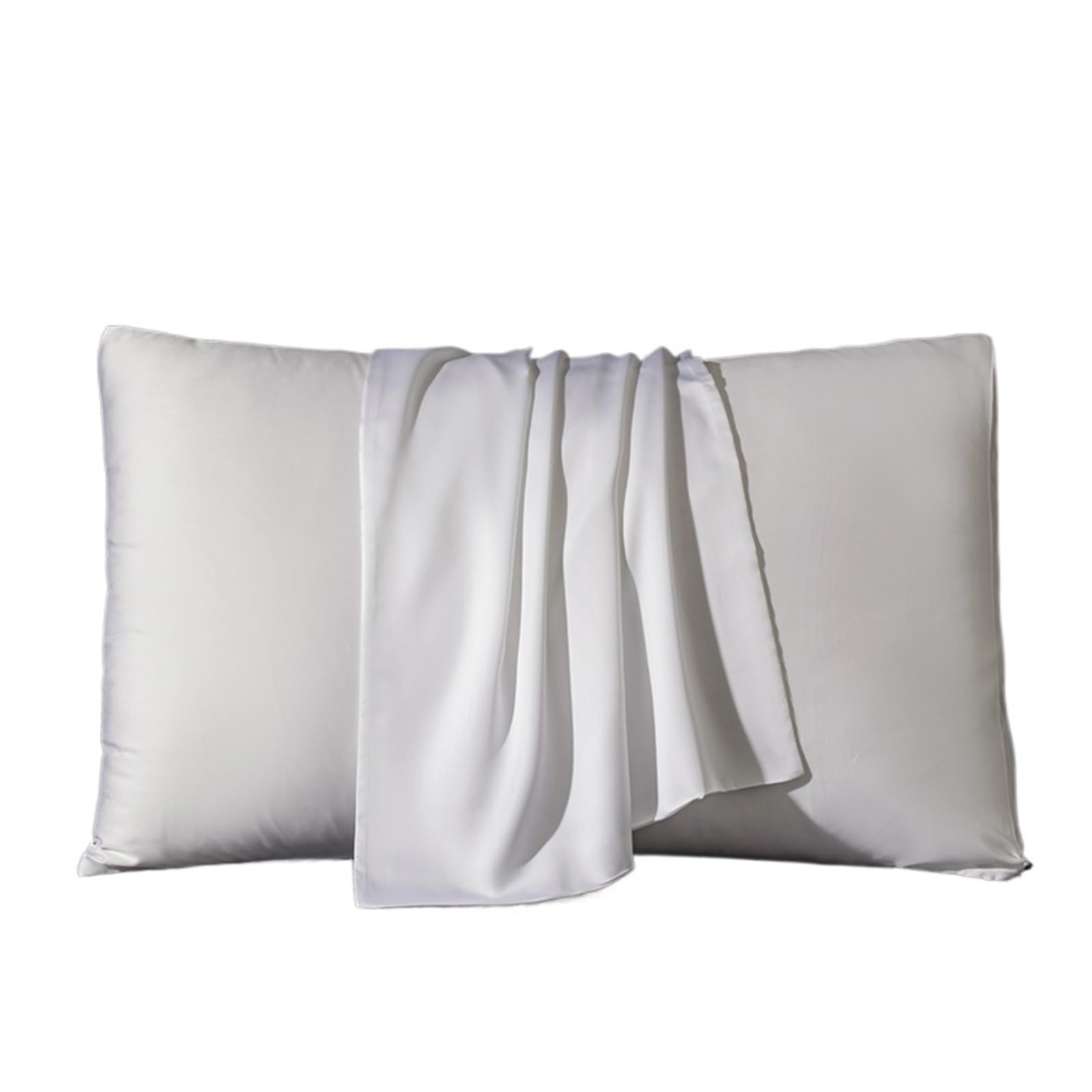 Silky Pillow Covers, Silk Pillowcase Multicolor Multiple Sizes(White,50x90cm 2pcs)