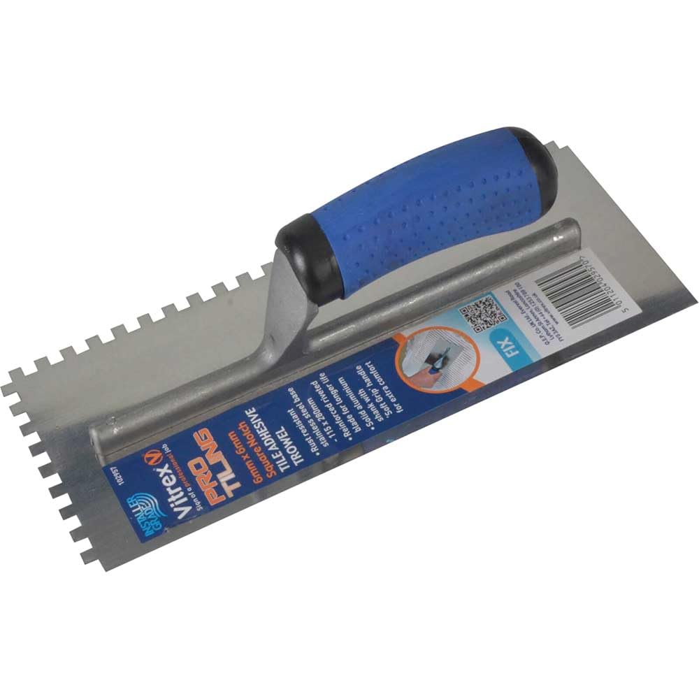 Vitrex Professional Adhesive Trowel Stainless Steel 6mm Square Notches 11 x 4 1/2in