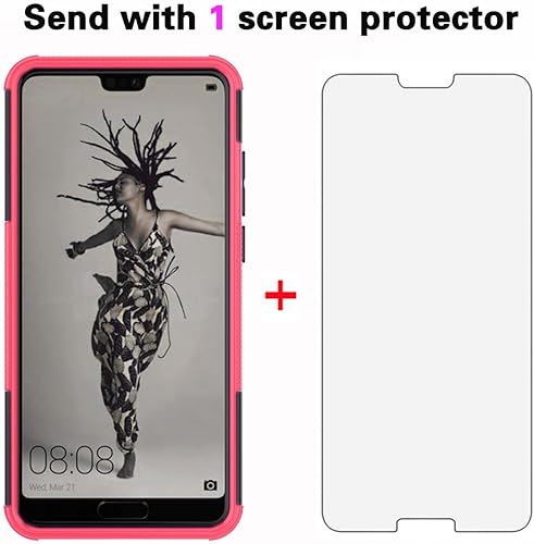 Miniatura 17 de Funda de teléfono para Huawei P20 Pro con protector de pantalla de vidrio templado y soporte soporte rígido híbrido protector accesorios para celda