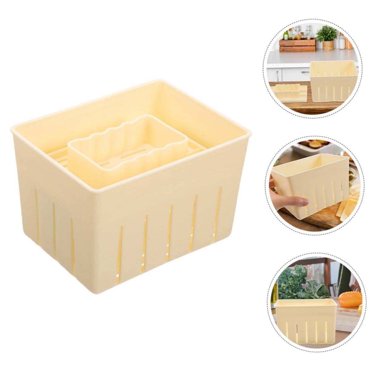 Stampo per Pressa per Formaggio e Tofu 4 Pezzi 140x105x95 Mm Plastica Resistente