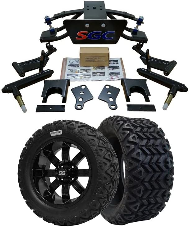 Hardcore Parts Kit de elevación de suspensión de doble brazo en A de 6 pulgadas para carrito de golf PRECEDEDENTES (2004+) con ruedas negras