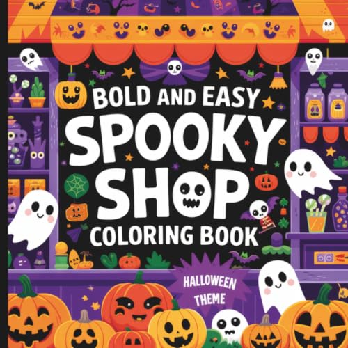 Halloween Spooky Shop Coloring Book for Adults and Teens: 45 Cute and Easy Coloring Pages, Cozy and Comfy Autumn Designs for Stress Relief, 100% Unique Hand-Drawn No AI Art Gift for Spooky Season image 2
