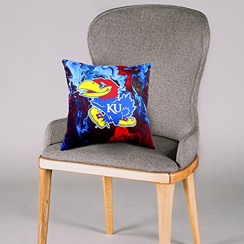 Image of Kansas Jayhawks 2 Sided Color Swept Decorative Pillow, 16 inch, Made in The USA