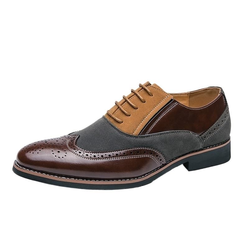Men's Spectator Brogue Dress Oxford Shoes Luxury Leather Prom Low Top Shoe Office Vintage Lace Up Wingtip