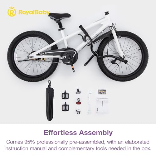 Image of RoyalBaby Bicycle for Kids Cycle for 6-10 Years Boys & Girls 20 Inch | Training Wheels | Adjustable Seat | 1 Year Warranty | White