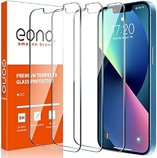 Amazon Brand  Eono 3 Pack Screen Protector for iPhone 13 Pro/iPhone 13/iPhone 14 (6.1 inch) Tempered Glass, Easy Installation, HD Clear, Case Friendly