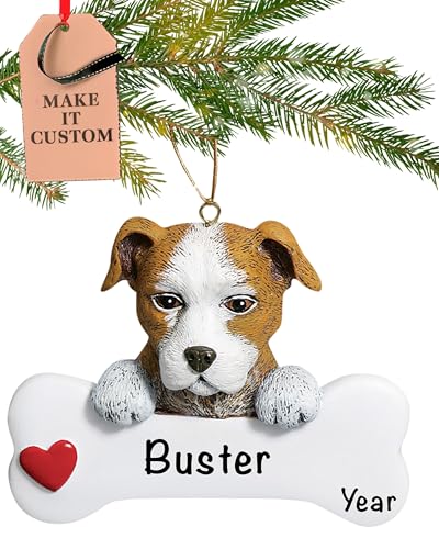 Personalised Staffordshire Pitbull Dog Bone Ornament 2025 – Fast & Free 24h Customisation – Pet Christmas Ornaments for Tree – Custom Gift Wrapped Xmas Keepsake for Dog-Lovers
