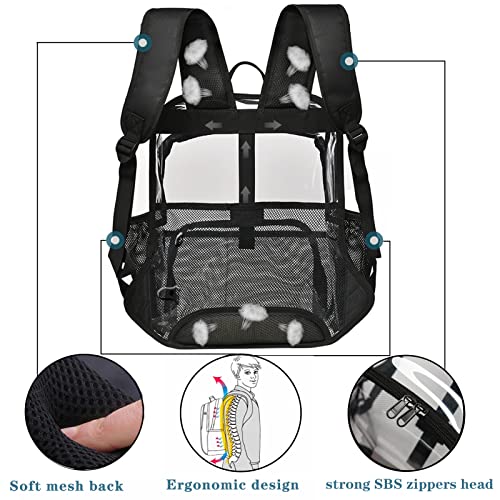 Clear Backpack, 15 inch Heavy Duty See Through Backpack for Boys and Girls Clear Book Bag with Multi-pockets2