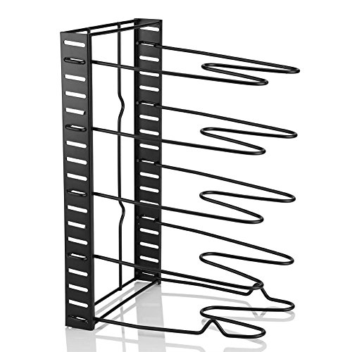 Heavy Duty Pan Organizer, Extra Large 5-Tier Pot Storage Holder,Height Adjustable Cookware Rack ,Holds Cast Iron Skillets,Bottom Pot for Cabinet Worktop Storage Kitchen Pot Lid 15 x 8.1 x 10.2inch