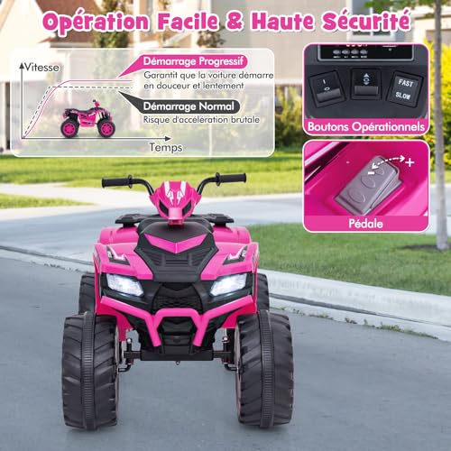 DREAMADE Elektrisches Quad 24 V für Kinder von 3 – 8 Jahren, Elektroauto für Kinder mit einstellbarer Geschwindigkeit, langsamer Start, LED-Lichter, Musik, Elektrofahrzeug, Belastung 35 kg, für Jungen – Bild 4