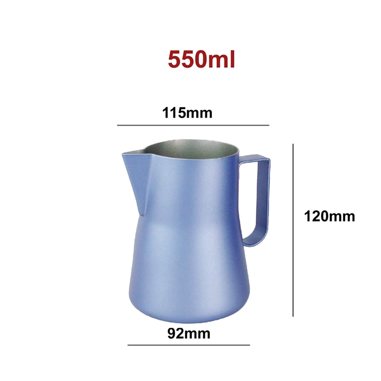 ESOUY Saucieren 350/550 ml Milchaufschäumkrug aus Edelstahl für Espresso, Kaffee, Barista, Latte, Milch, Sahneaufschäumer, Tasse, Krug, Soßenkrug (Kapazität: 350 ml, Farbe: Schwarz)