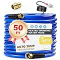 SGNJT 50FT Heated Water Hose for RV,Heated Drinking Water Hose with Thermostat,Lead and BPA Free,1/2" Inner Diameter,Temperatures Down to -40°F Self-Regulating,Blue Appearance Auto Accessory
