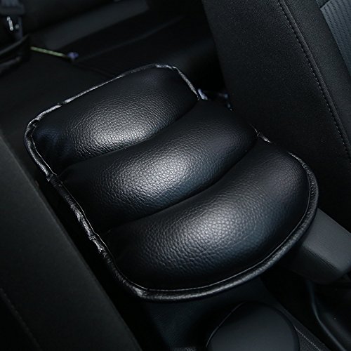 ZACOO Car Center Console Armrest Cushion Comfort Pillow Pad PU Leather (Black)