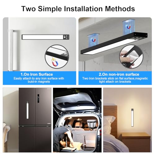 Image of YELKO Motion Sensor Under Cabinet Lights, 1500mAh Battery Operated Rechargeable LED Lights, Cordless Dimmable Motion Activated Nightlights for Kitchen Wardrobe Cupboard Stairs Hallway(Two Pack)