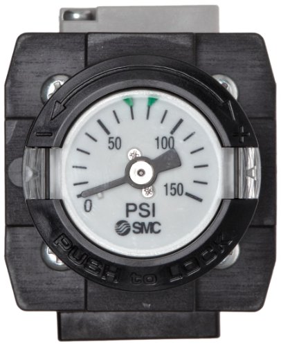 SMC ARG20-N01G1-Z Regulator with Gauge in Handle, Relieving type, 7.25 - 123 psi Set Pressure Range, 28 scfm, Gauge in Handle, 1/8