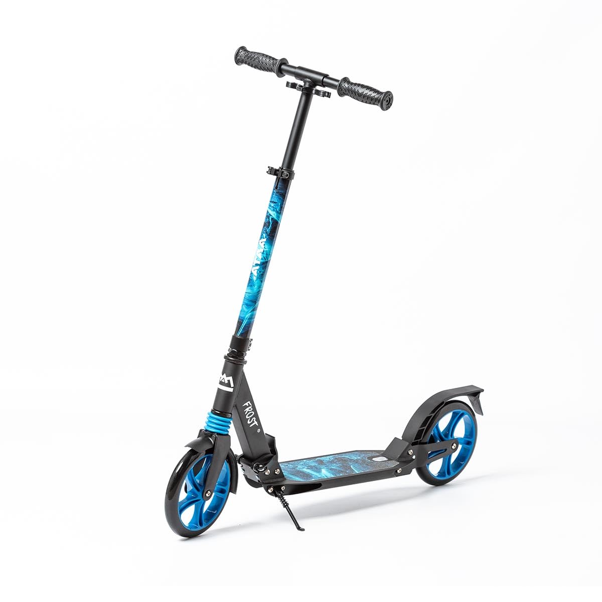 Trottinette Urbaine Pliable réglable à 3 hauteurs, Trottinette avec Grandes Roues, suspensions Avant et arrière, béquille et Sangle de Transport