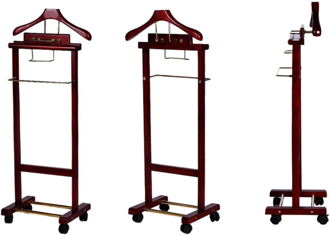 Coat Rack Valet Stand with Wheels Suit Valet Stand with Clothes Hanger Pants Rail and Shoe Rack Very Practical Furniture for Hallway Dressing Room Etc
