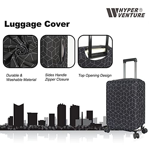 HYPER VENTURE Washable Luggage Cover - Fashion Suitcase Protector Fits 31-32 Inch Luggage (Black Maze, XL)