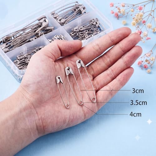 Image of 200-Pack Safety Pins for Saree & Dupatta - Mixed Sizes