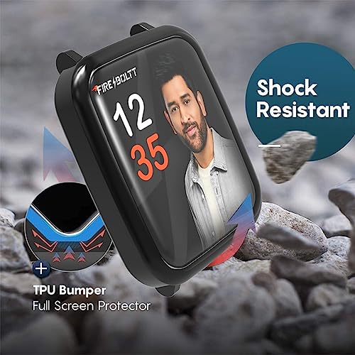 Image of Sounce Watch Case Compatible for Fire-Boltt Ninja 3 Tempered Glass Screen Protector,HD Clear Touch Sensitive Ultra Thin PET Protective Cover - Black