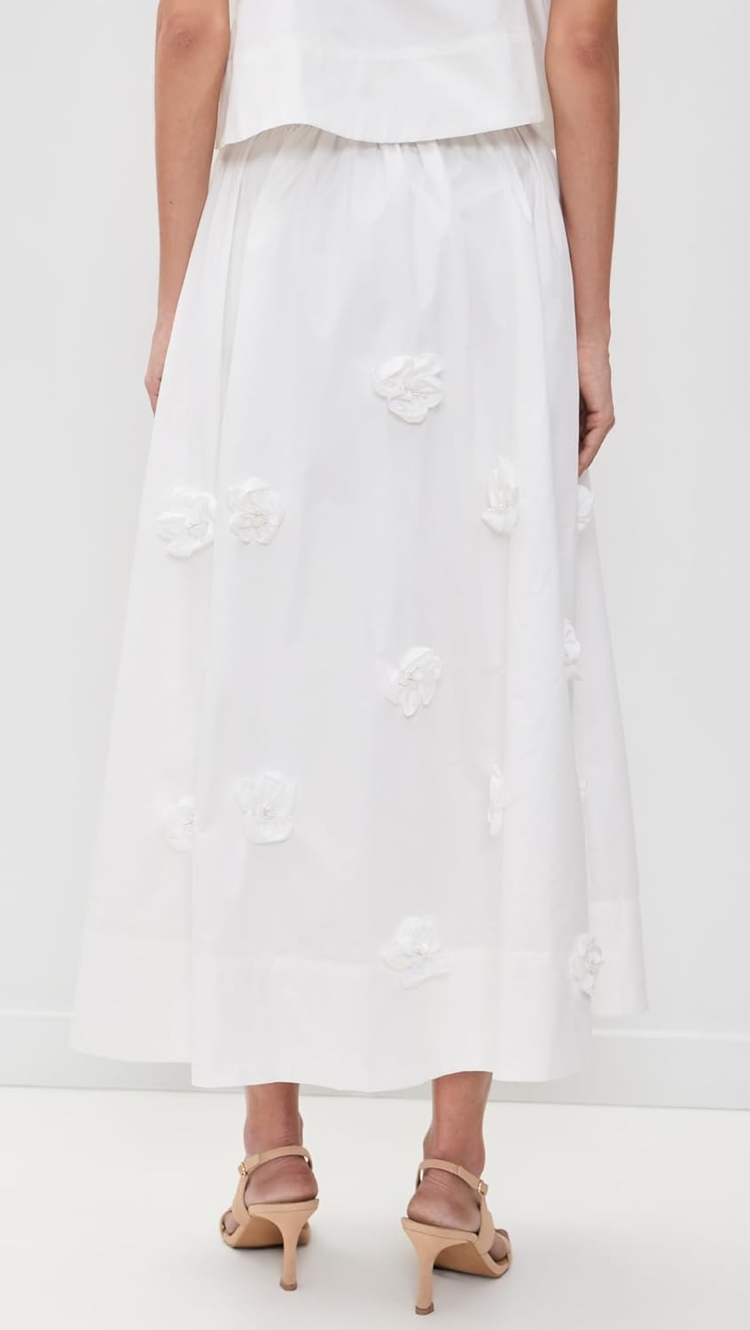 English Factory Women's 3D Flower Midi Skirt