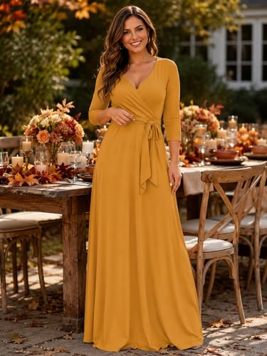 Image of PinkPatty Plus Size Maxi Dress for Women 3 /4 Sleeve Casual Long Dress