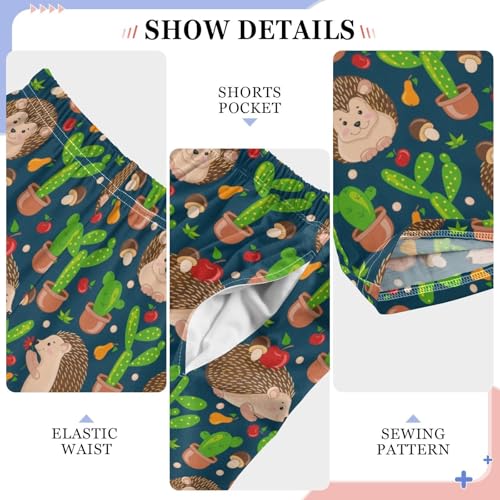 ZZXXB Hedgehog Cacti Boys Long Pants Soft Trousers Elastic Waist Kids Lounge Bottoms with Pockets S-XL4