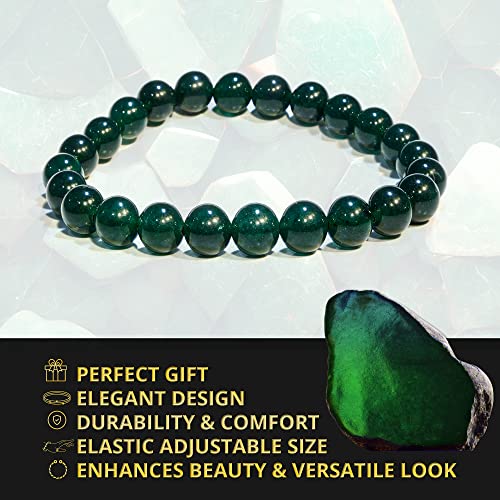 Image of ANAYA AGATE Healing Crystal Bracelet for Women and Men - 8mm Round Beaded Bracelet for Men and Women - Unisex Stretchy Gemstone Bracelet for Healing and Protection