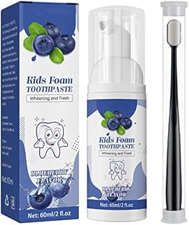 SOCHII 60ML Foam Toothpaste Kids with Fruit Flavor, Children Foam Toothpaste Strawberry/Orange/Blueberry Flavor Foam Toothpaste Kids